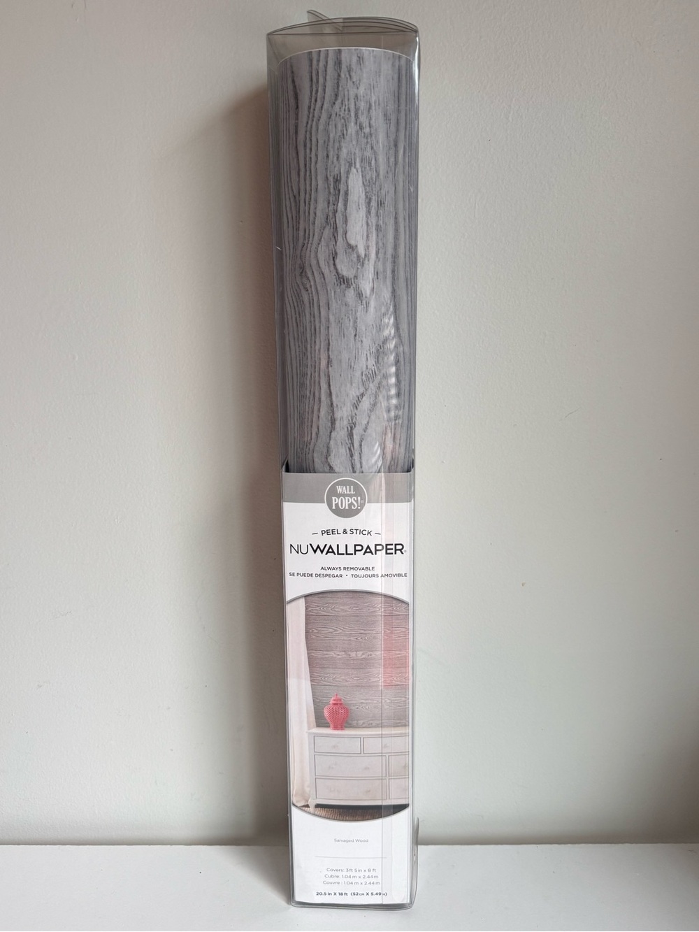 Wall Pops! Peel & Stick NuWallpaper Grey NU2240 Salvaged Wood Shiplap New